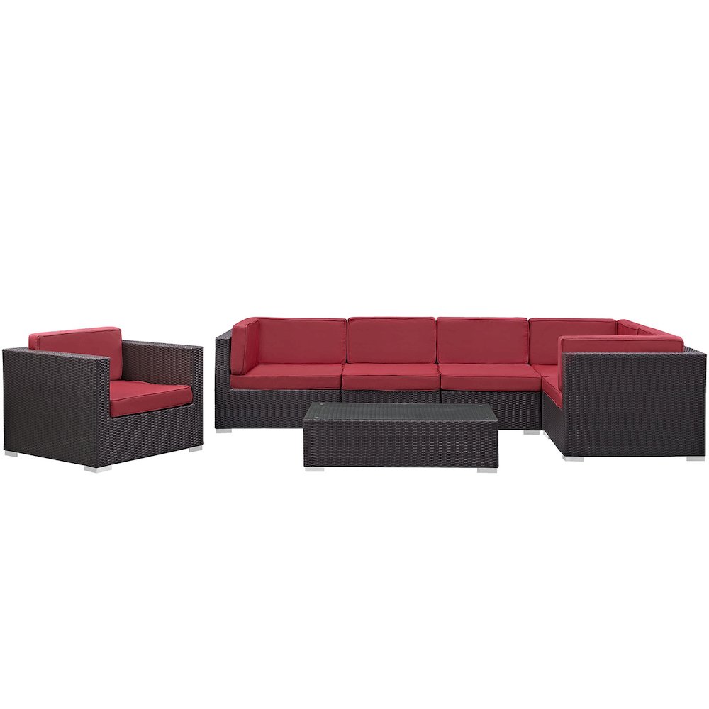Corona 7 Piece Outdoor Patio Sectional Set. Picture 4