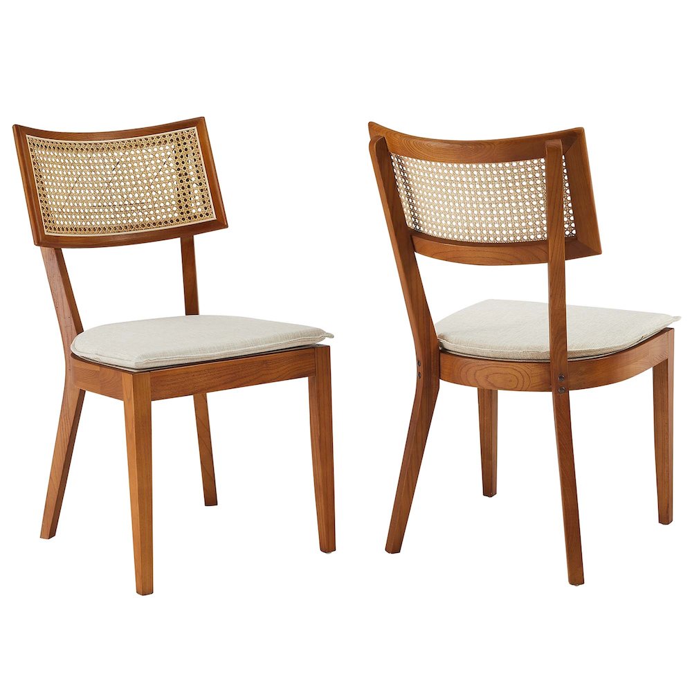 Caledonia Fabric Upholstered Wood Dining Chair Set of 2. Picture 1