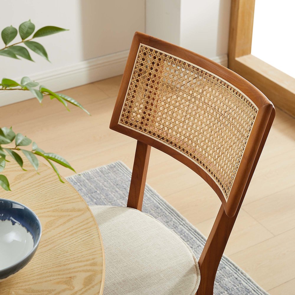 Caledonia Fabric Upholstered Wood Dining Chair Set of 2. Picture 10