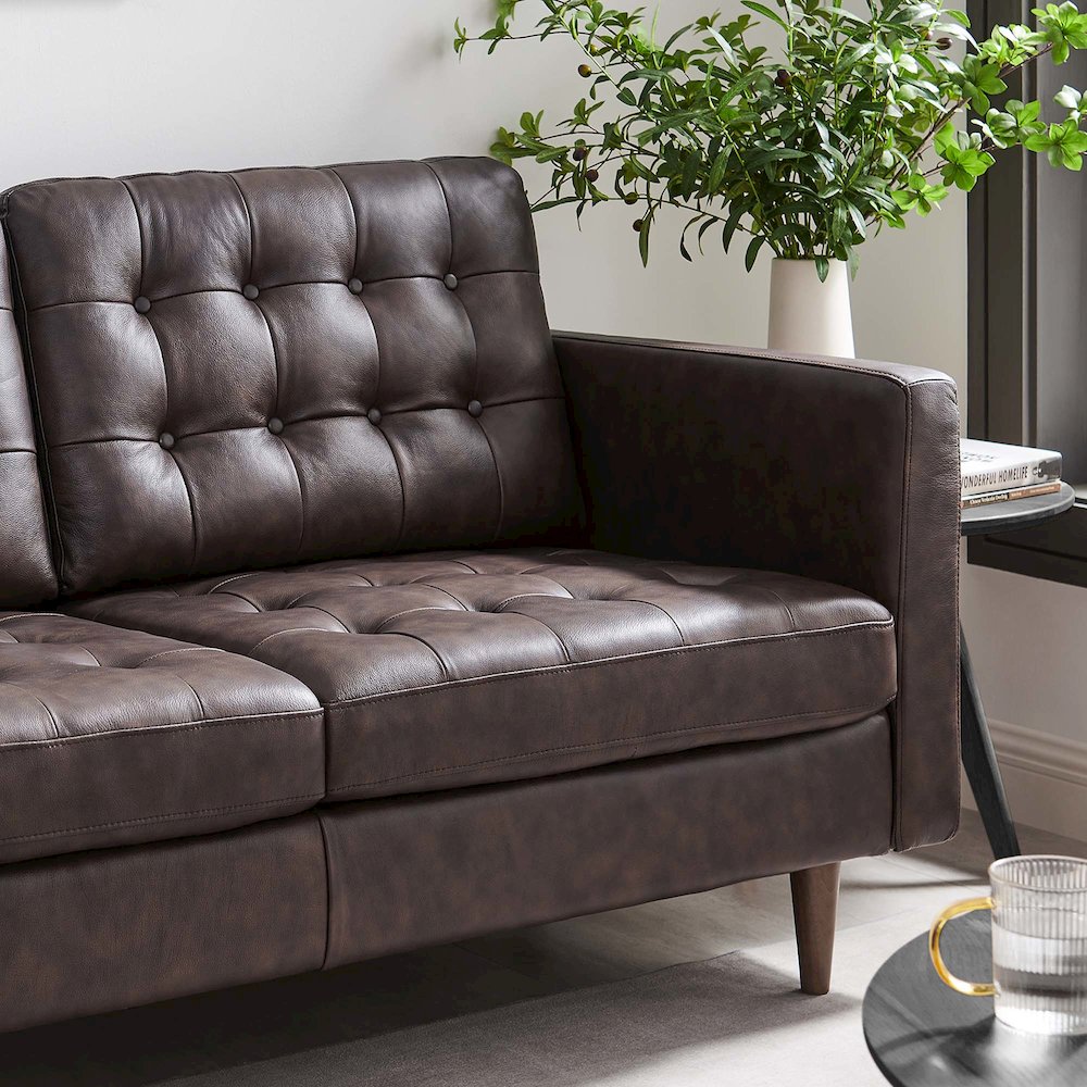 Exalt Tufted Leather Loveseat. Picture 8