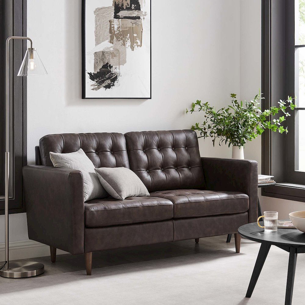 Exalt Tufted Leather Loveseat. Picture 7