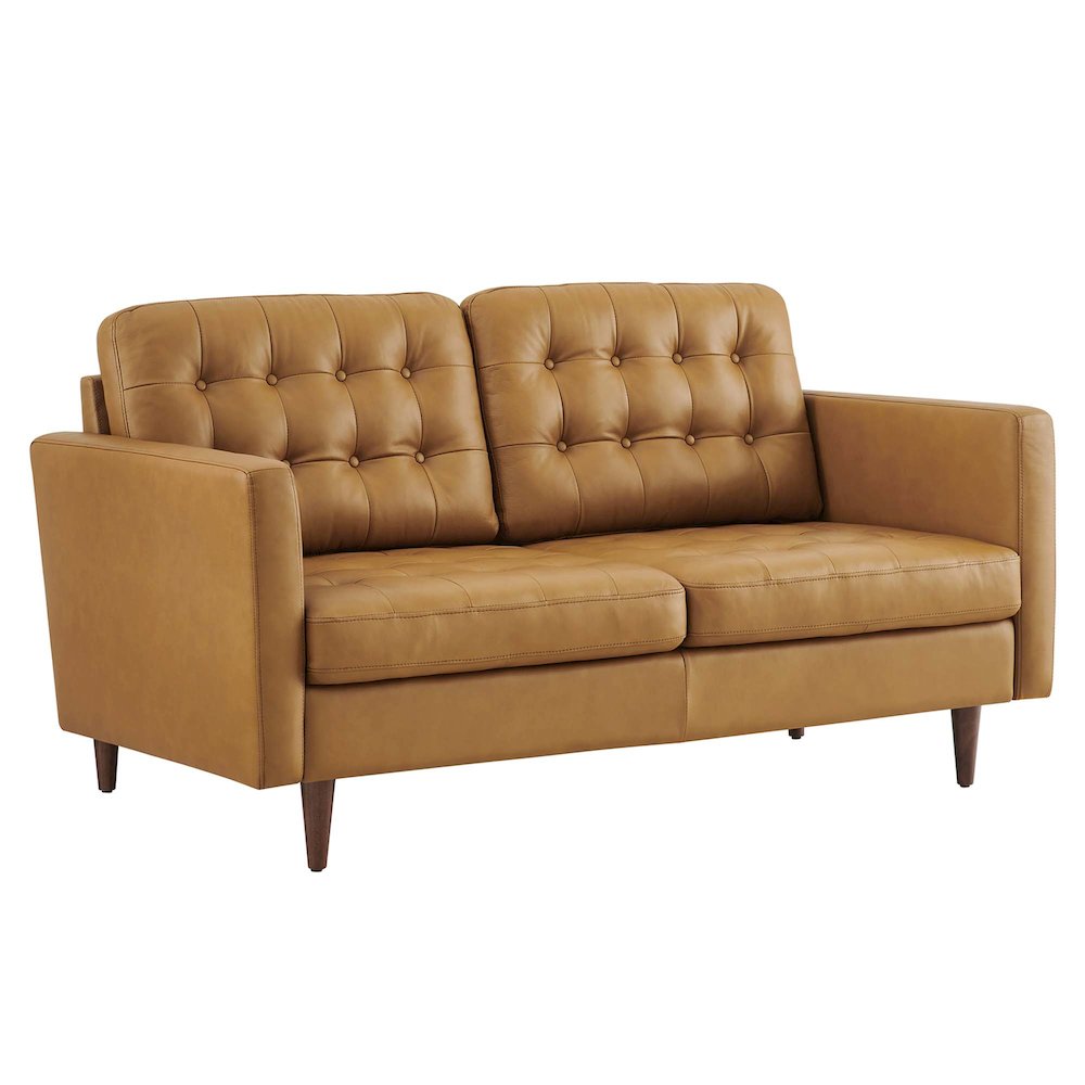 Exalt Tufted Leather Loveseat. Picture 1