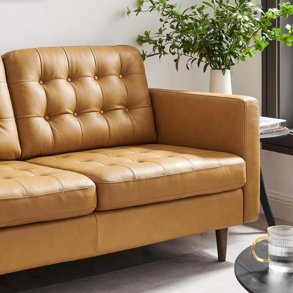 Exalt Tufted Leather Loveseat. Picture 9