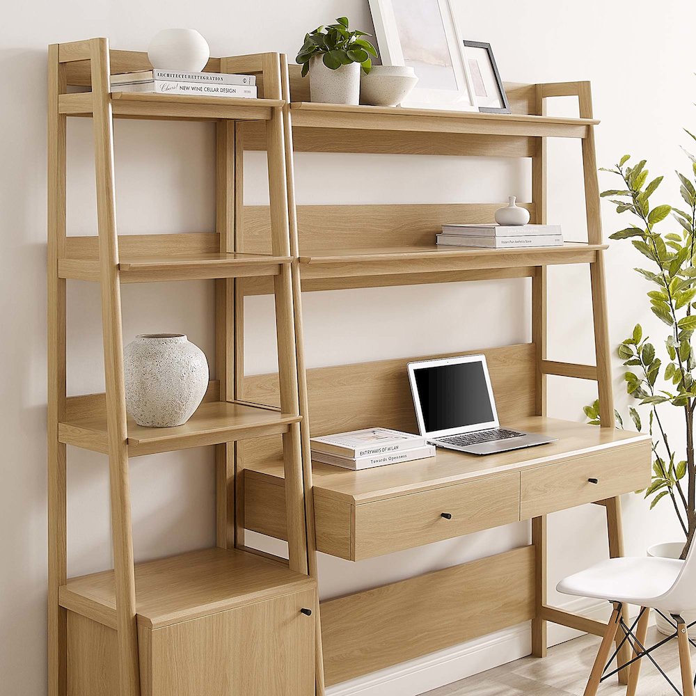 Bixby 2-Piece Wood Office Desk and Bookshelf. Picture 3
