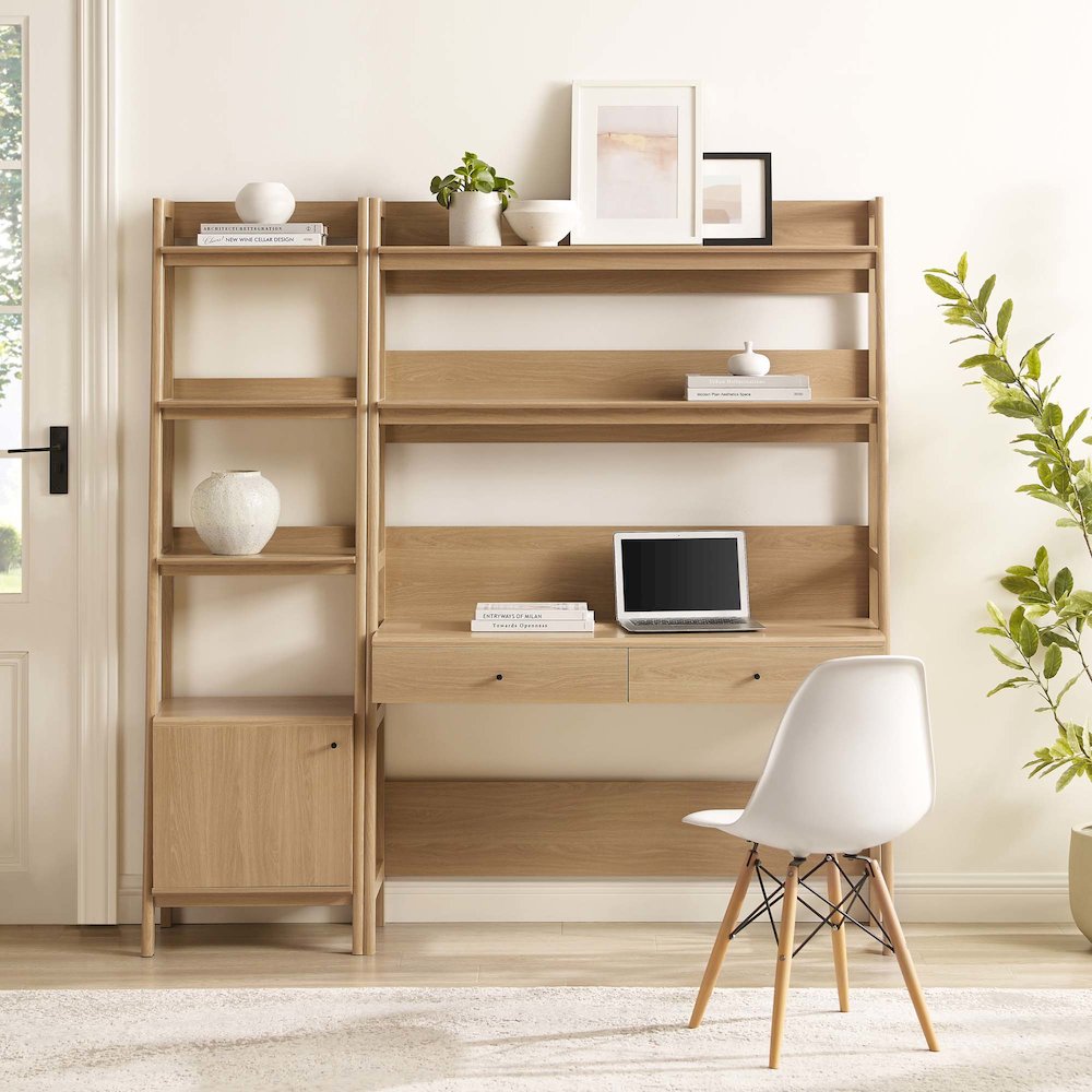 Bixby 2-Piece Wood Office Desk and Bookshelf. Picture 4