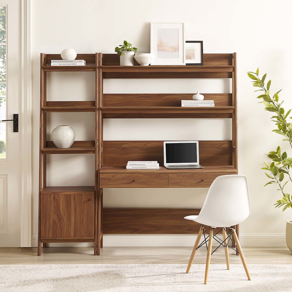 Bixby 2-Piece Wood Office Desk and Bookshelf. Picture 4