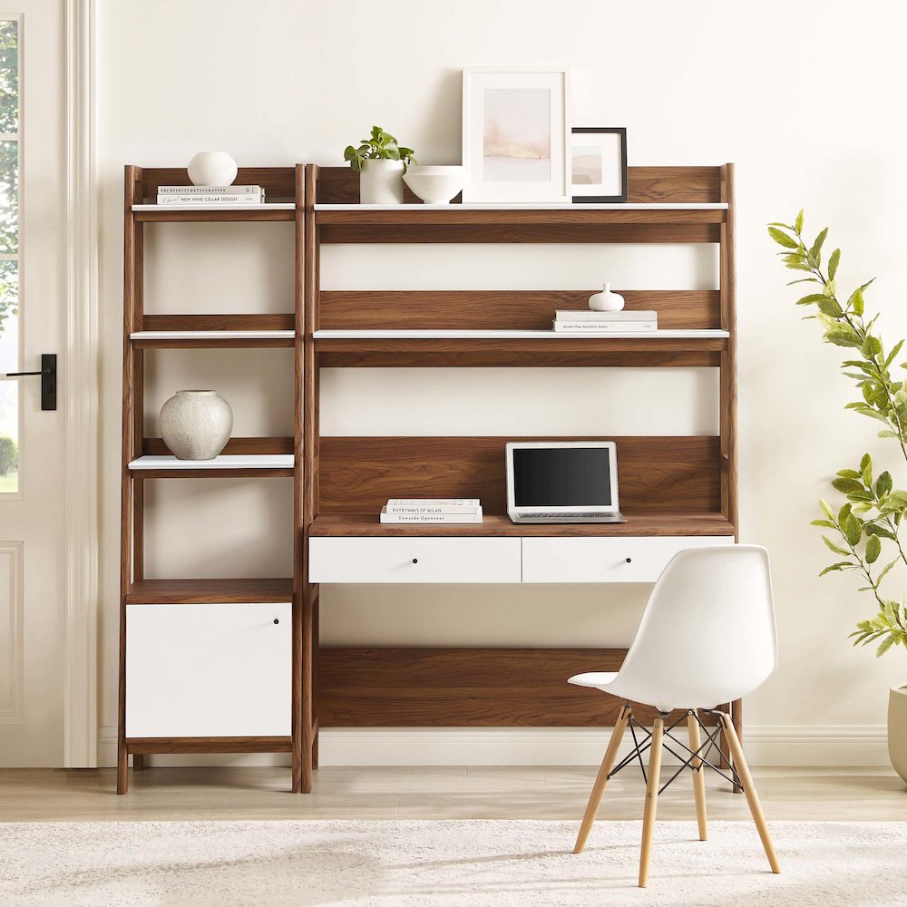 Bixby 2-Piece Wood Office Desk and Bookshelf. Picture 4