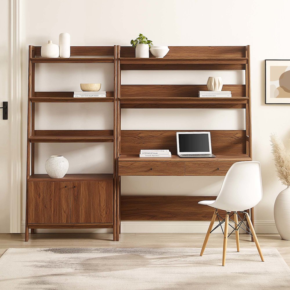 Bixby 2-Piece Wood Office Desk and Bookshelf. Picture 4