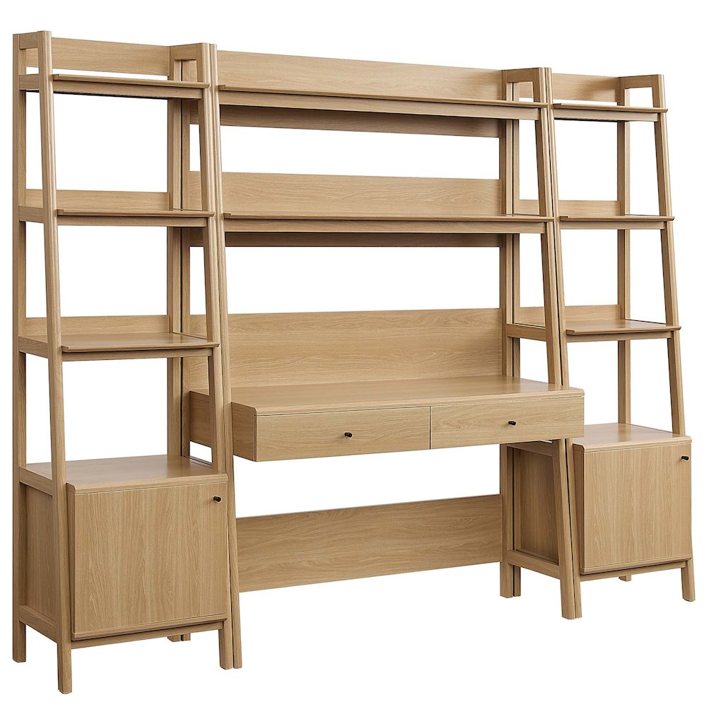 Bixby 3-Piece Wood Office Desk and Bookshelf. Picture 1