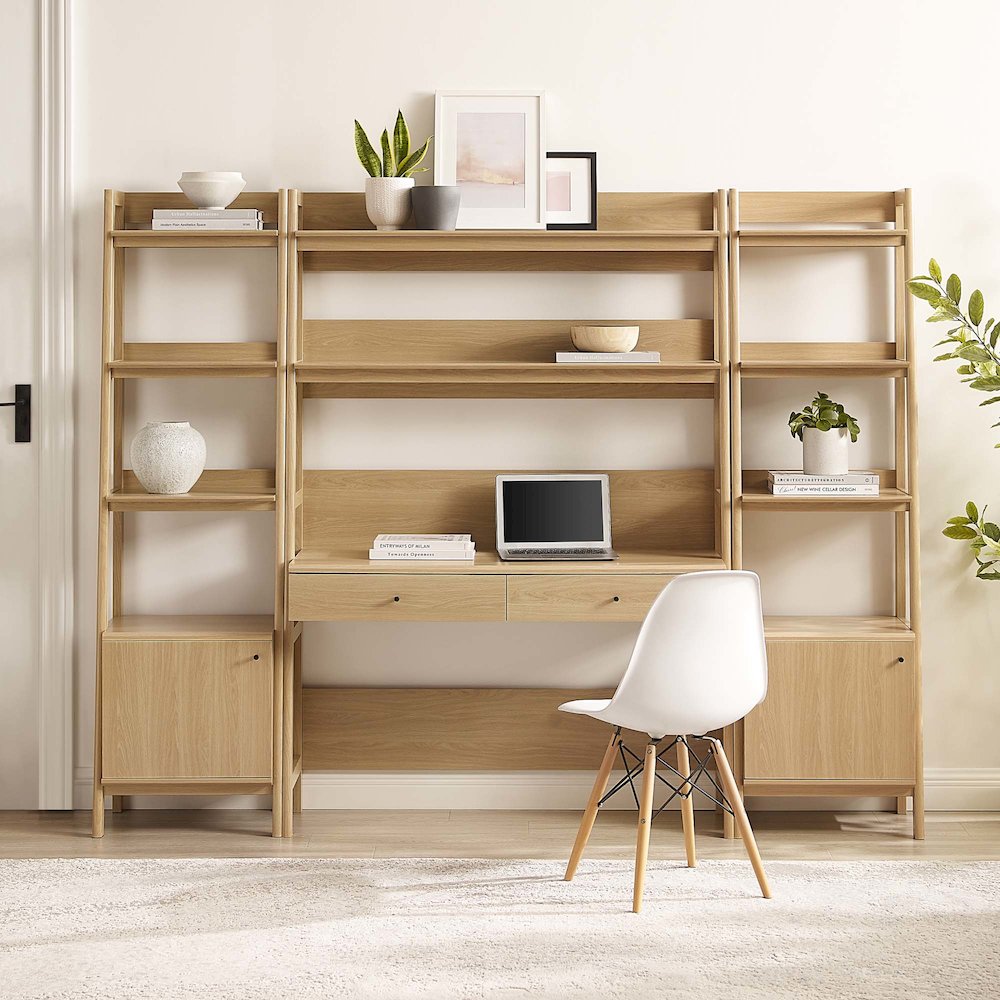 Bixby 3-Piece Wood Office Desk and Bookshelf. Picture 4