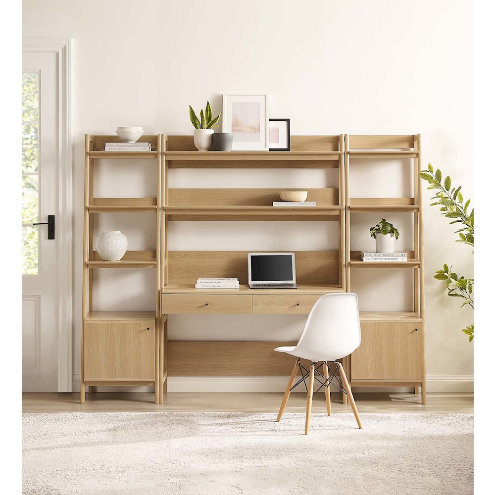 Bixby 3-Piece Wood Office Desk and Bookshelf. Picture 5