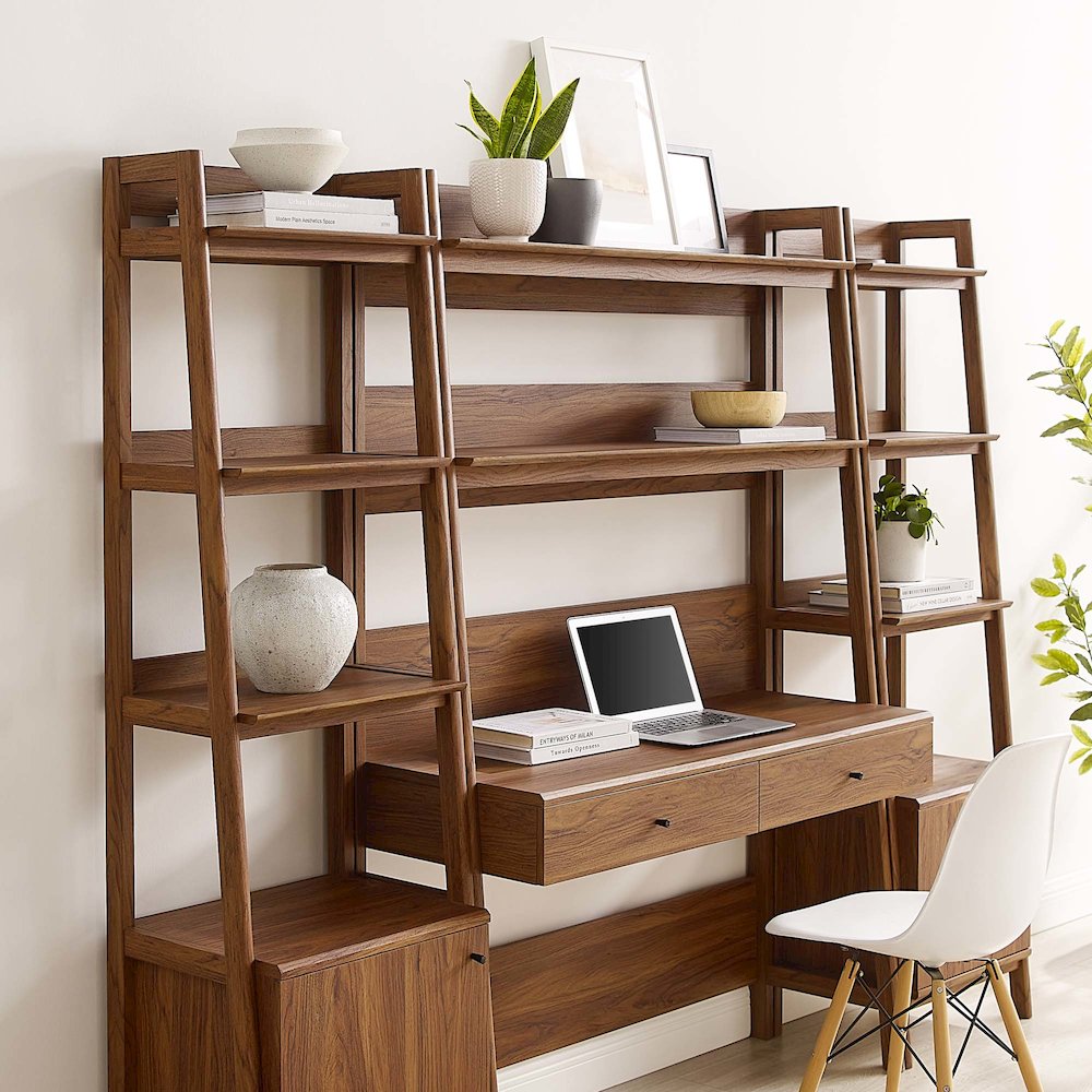 Bixby 3-Piece Wood Office Desk and Bookshelf. Picture 3