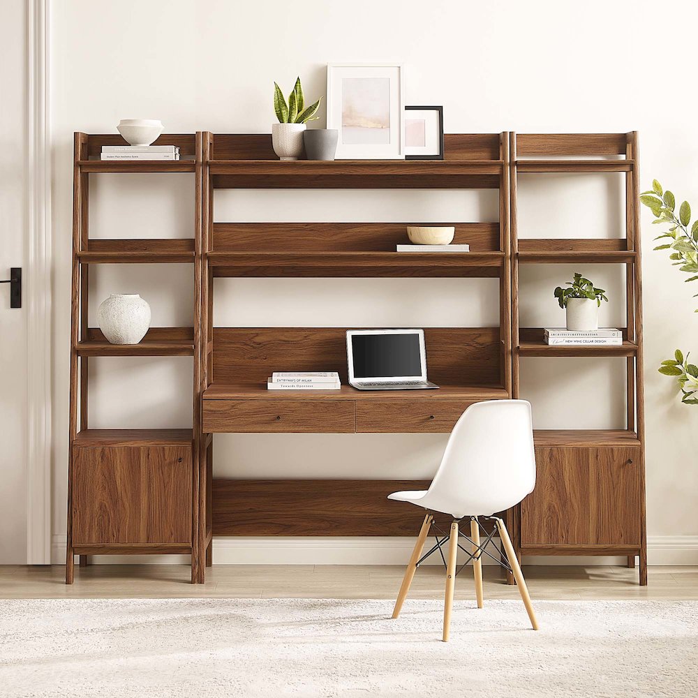 Bixby 3-Piece Wood Office Desk and Bookshelf. Picture 4