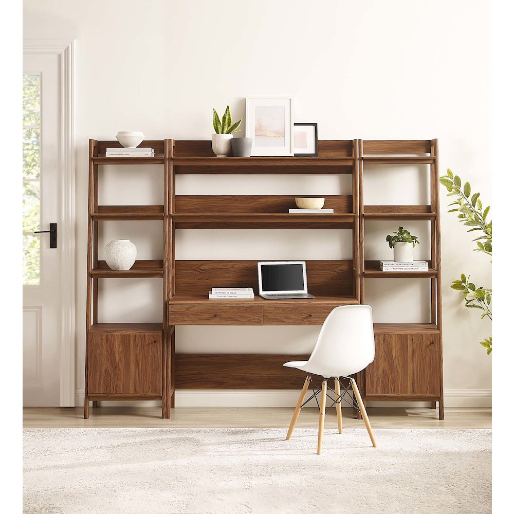 Bixby 3-Piece Wood Office Desk and Bookshelf. Picture 5