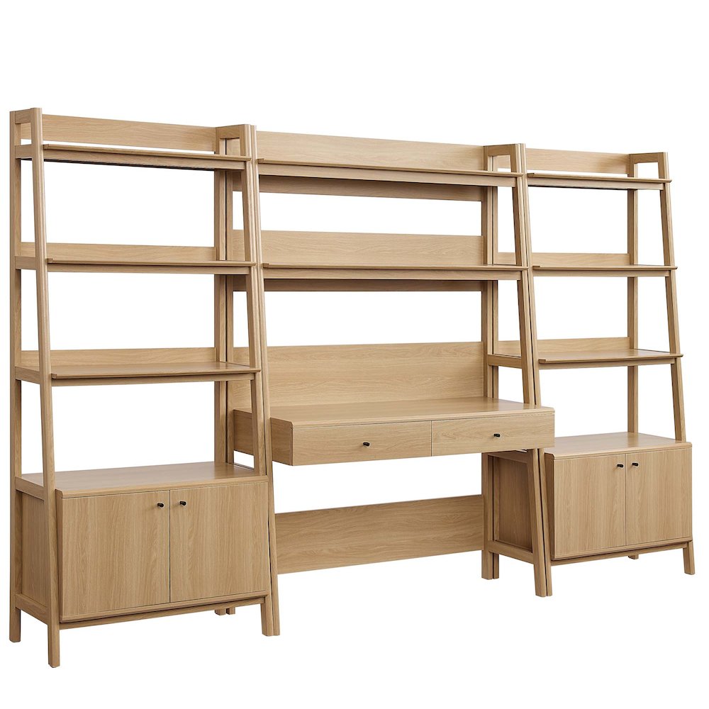Bixby 3-Piece Wood Office Desk and Bookshelf. Picture 1