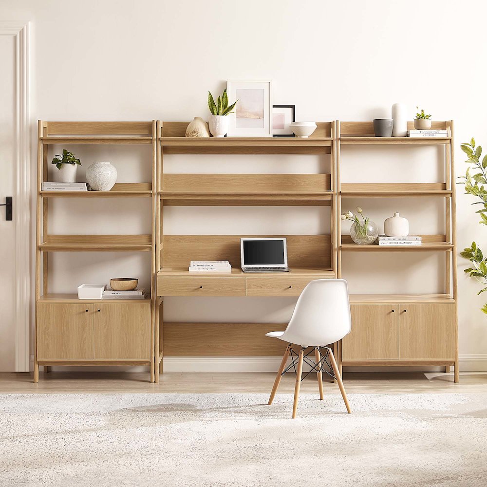 Bixby 3-Piece Wood Office Desk and Bookshelf. Picture 4