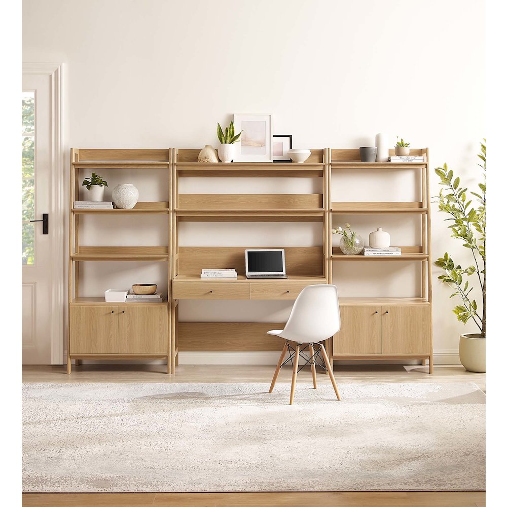 Bixby 3-Piece Wood Office Desk and Bookshelf. Picture 5
