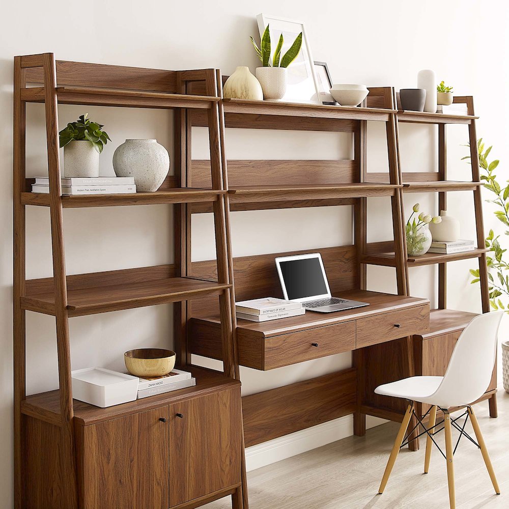 Bixby 3-Piece Wood Office Desk and Bookshelf. Picture 3