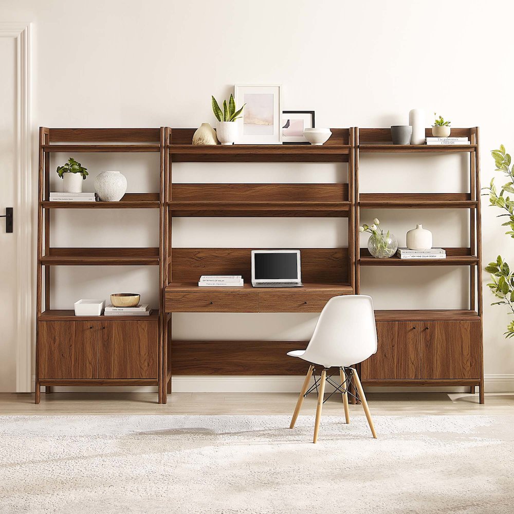 Bixby 3-Piece Wood Office Desk and Bookshelf. Picture 4