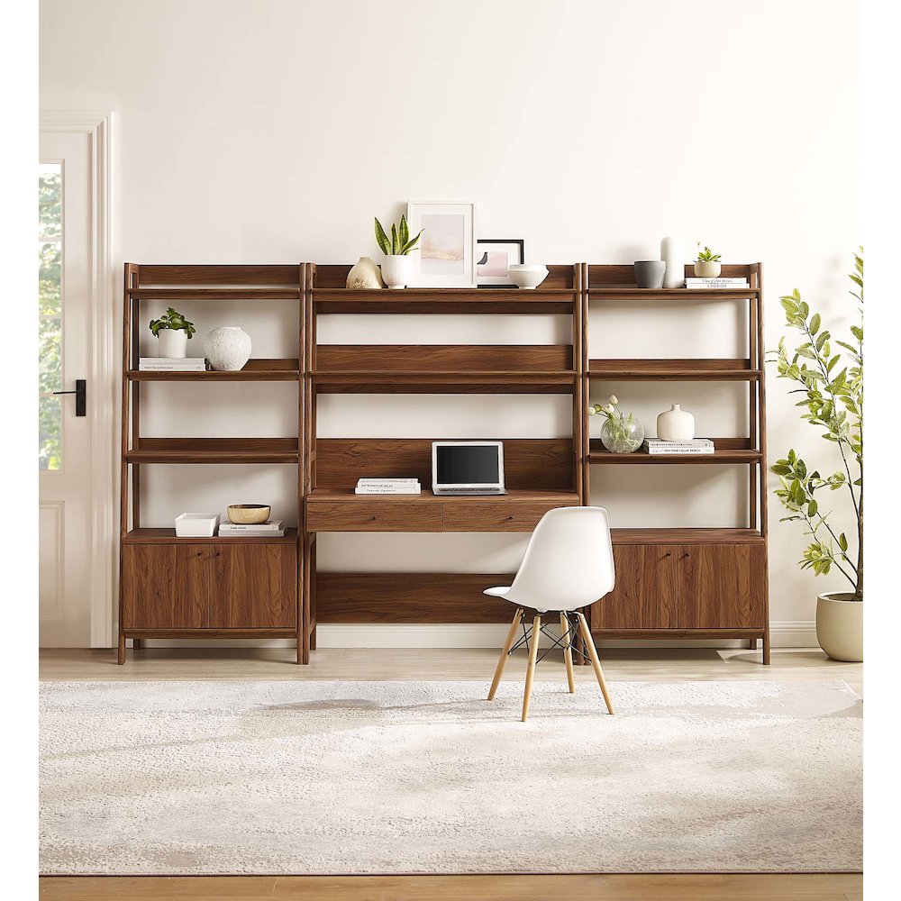 Bixby 3-Piece Wood Office Desk and Bookshelf. Picture 5