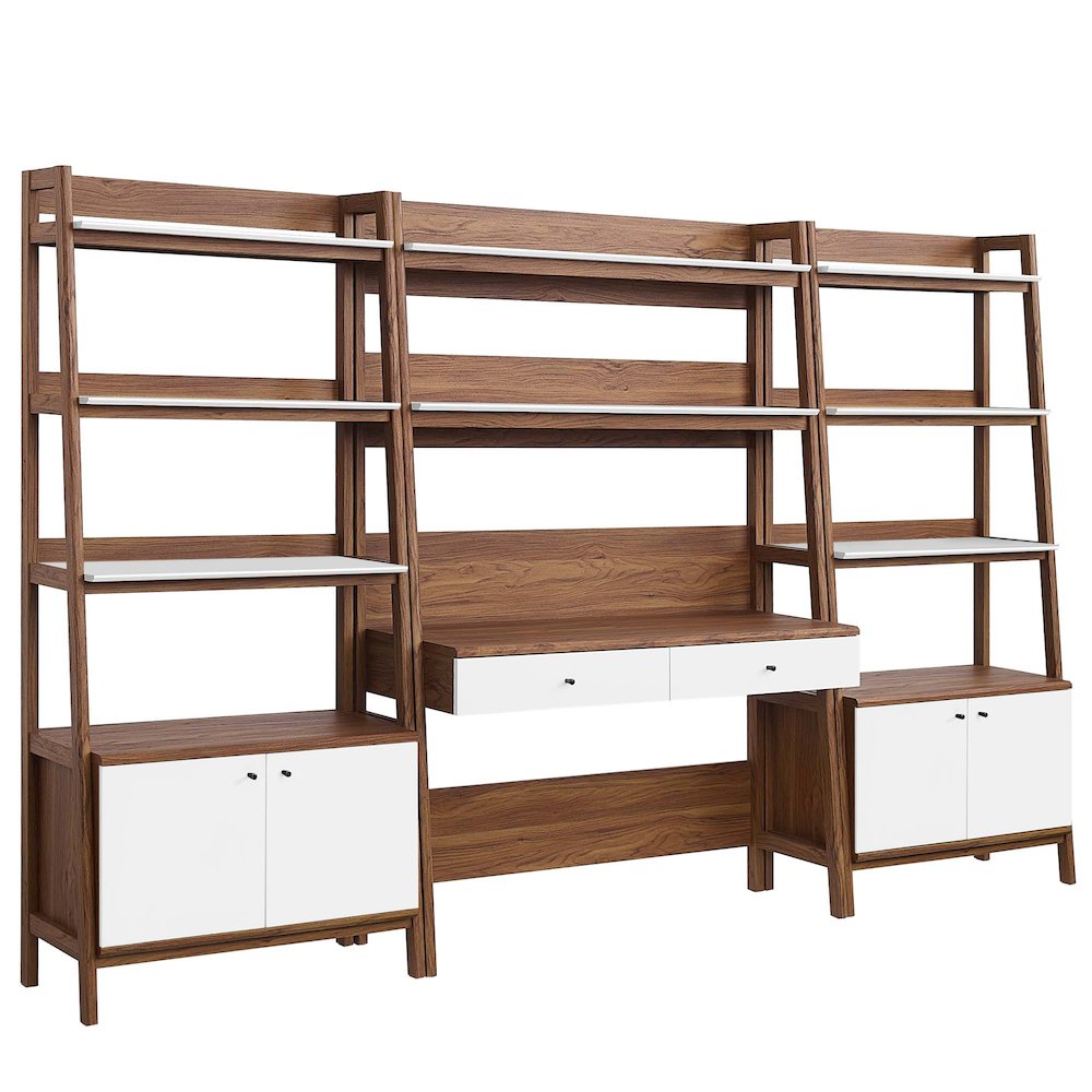 Bixby 3-Piece Wood Office Desk and Bookshelf. Picture 1