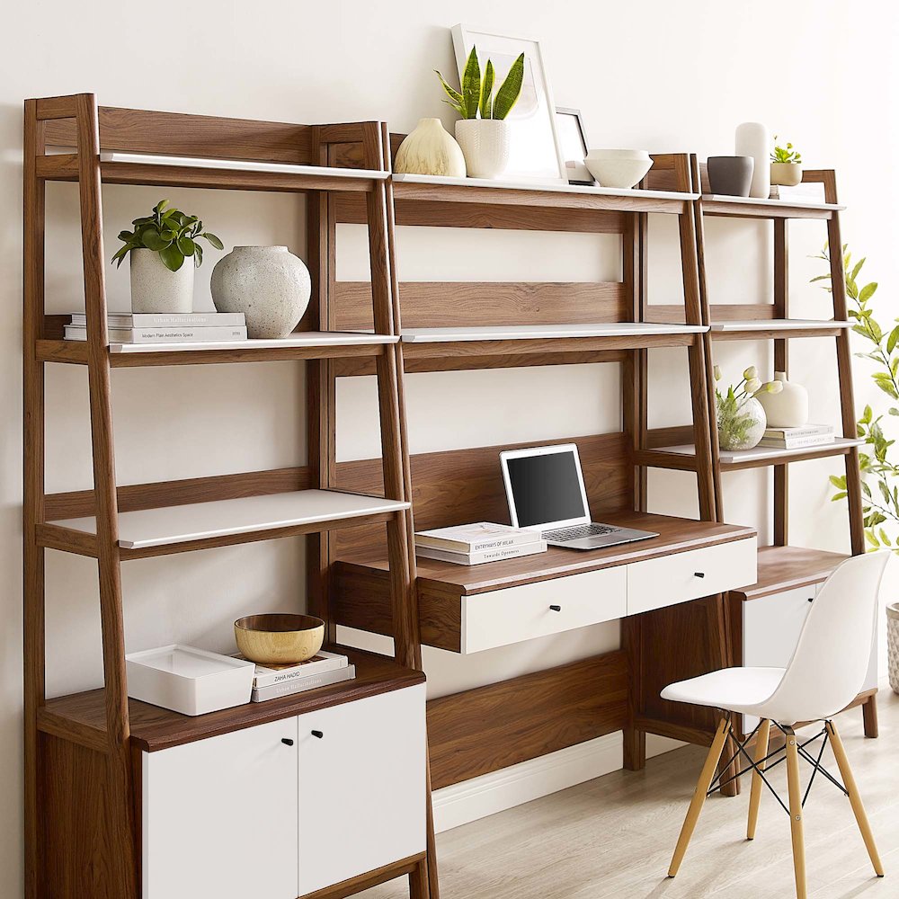 Bixby 3-Piece Wood Office Desk and Bookshelf. Picture 3