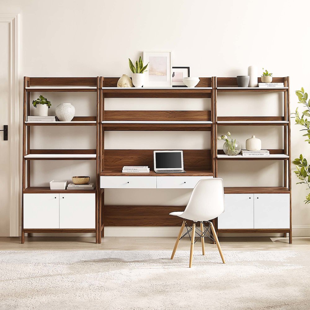 Bixby 3-Piece Wood Office Desk and Bookshelf. Picture 4