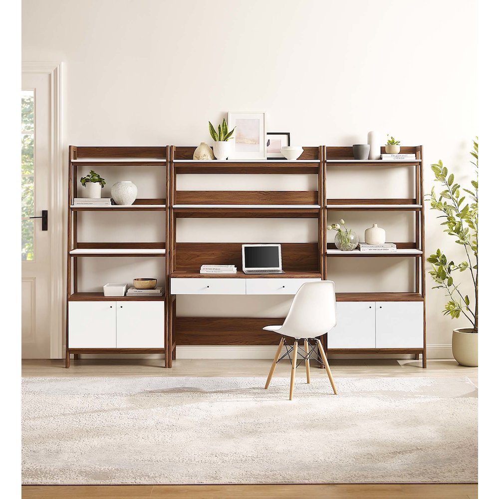 Bixby 3-Piece Wood Office Desk and Bookshelf. Picture 5