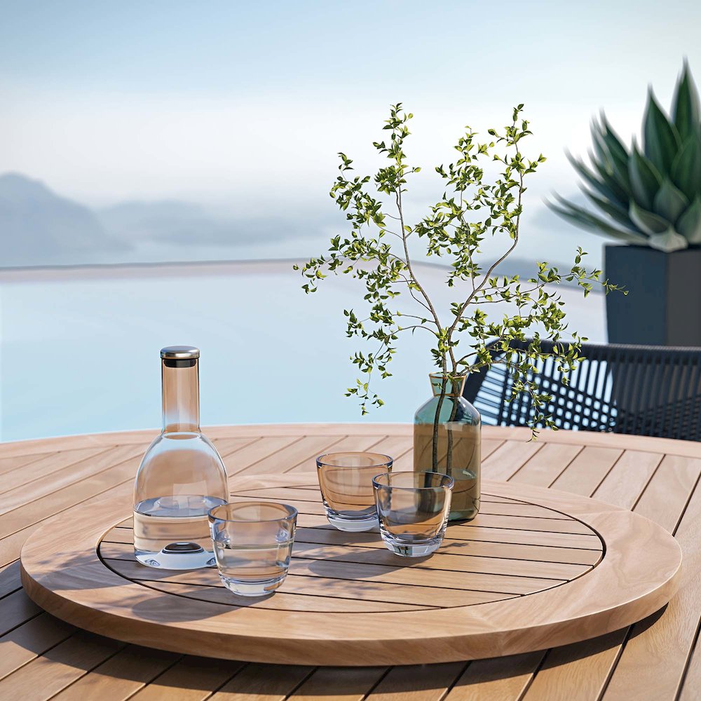 Wellspring 5-Piece Outdoor Patio Teak Wood Dining Set. Picture 12