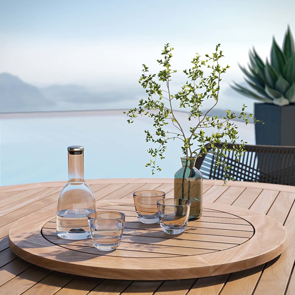 Wellspring 5-Piece Outdoor Patio Teak Wood Dining Set. Picture 12