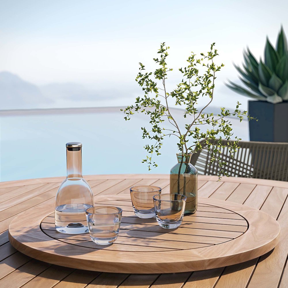 Wellspring 5-Piece Outdoor Patio Teak Wood Dining Set. Picture 12