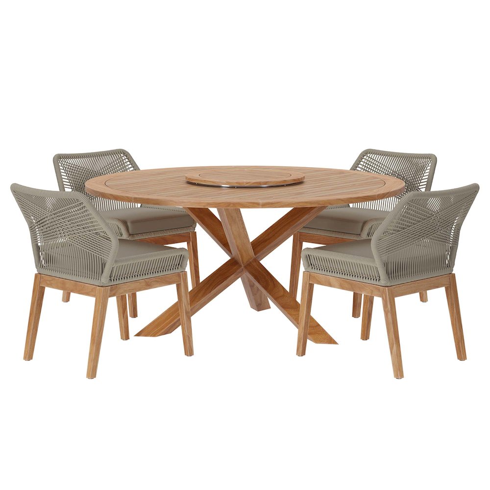Wellspring 5-Piece Outdoor Patio Teak Wood Dining Set. Picture 1