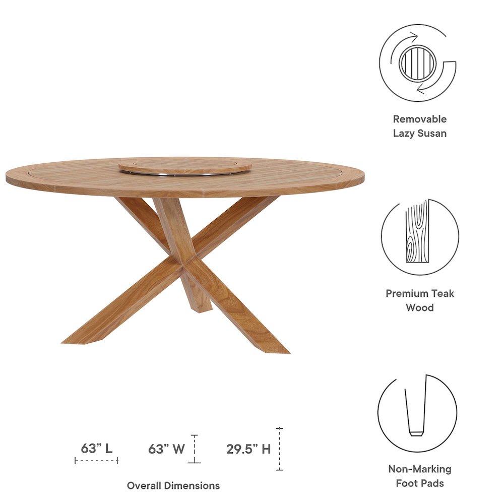Wellspring 5-Piece Outdoor Patio Teak Wood Dining Set. Picture 2