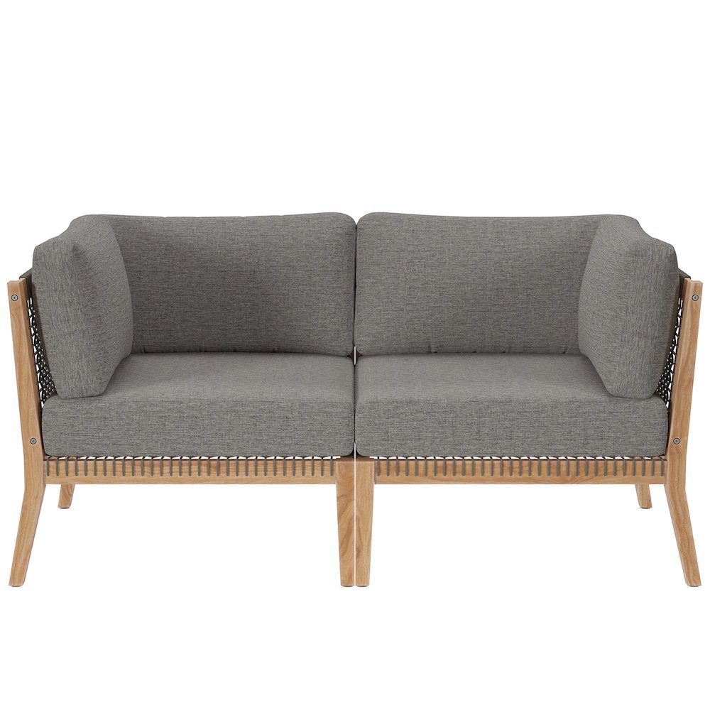 Clearwater Outdoor Patio Teak Wood Loveseat. Picture 1