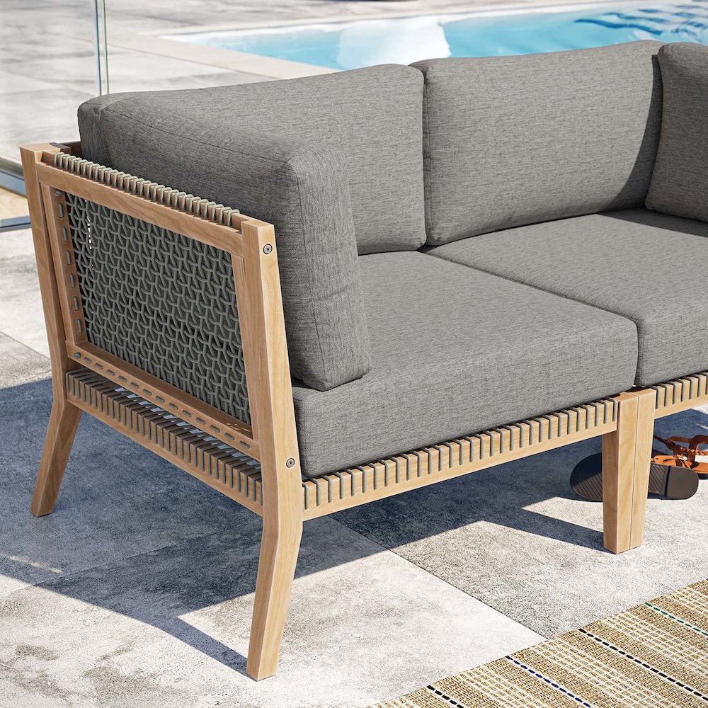 Clearwater Outdoor Patio Teak Wood Loveseat. Picture 8