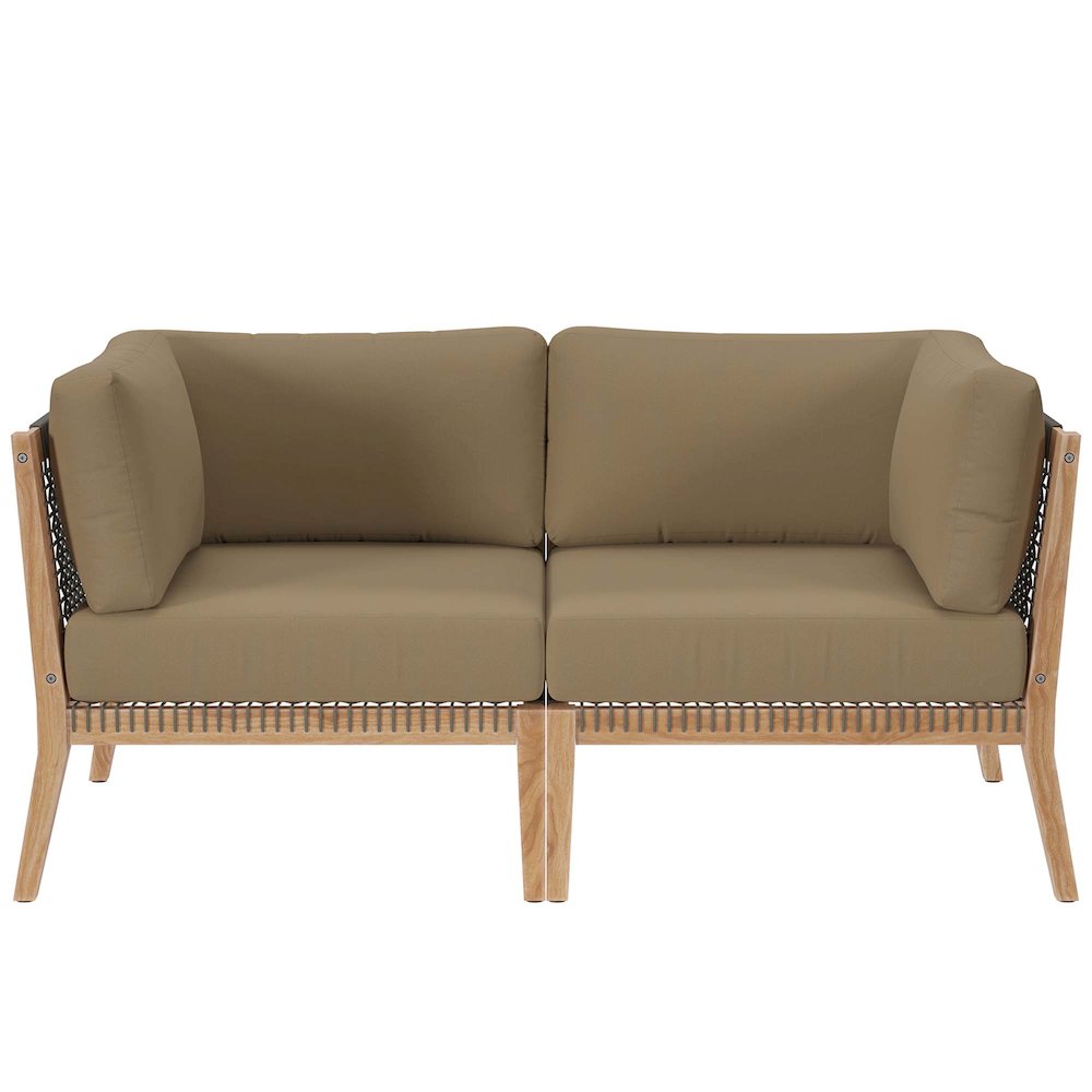 Clearwater Outdoor Patio Teak Wood Loveseat. Picture 1