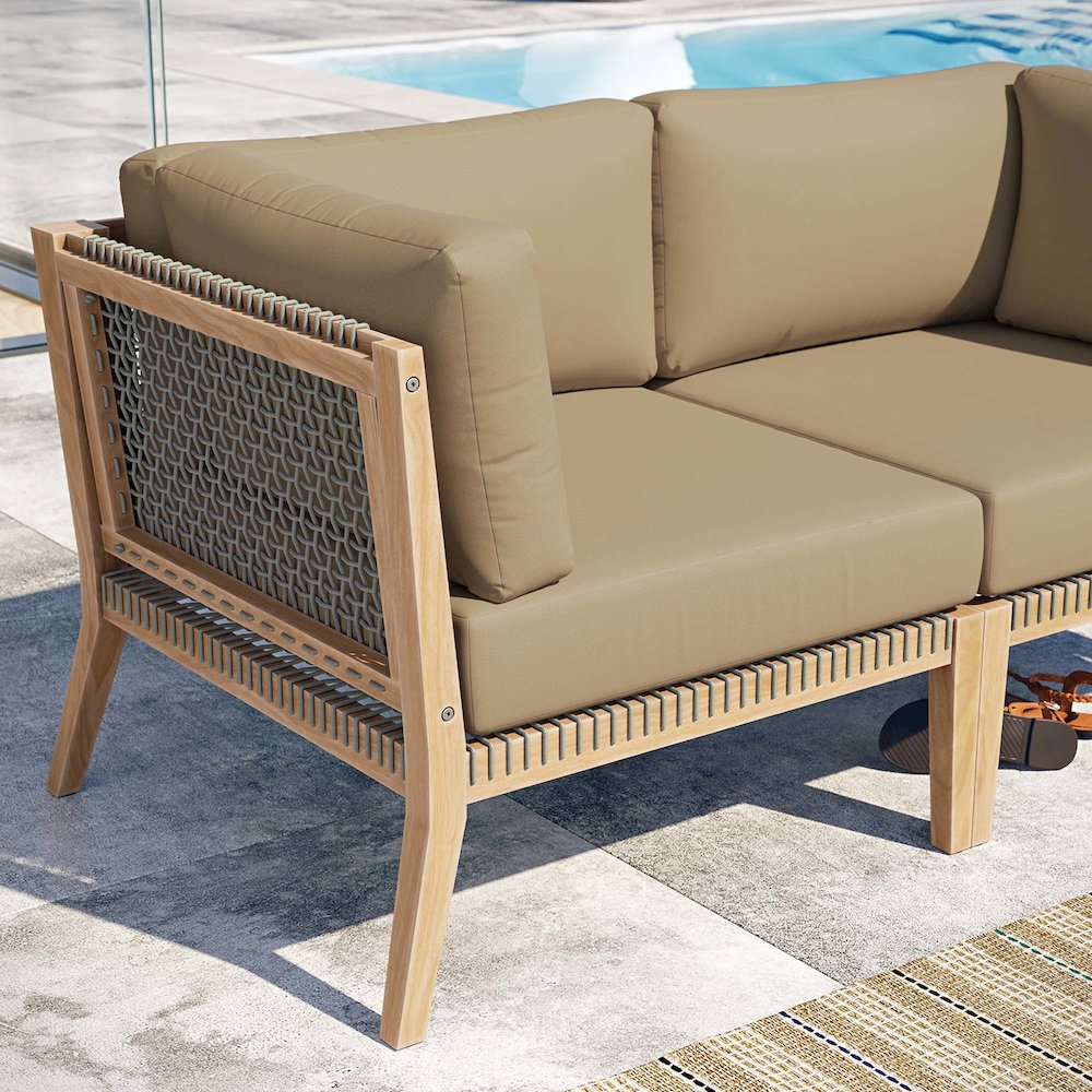 Clearwater Outdoor Patio Teak Wood Loveseat. Picture 8