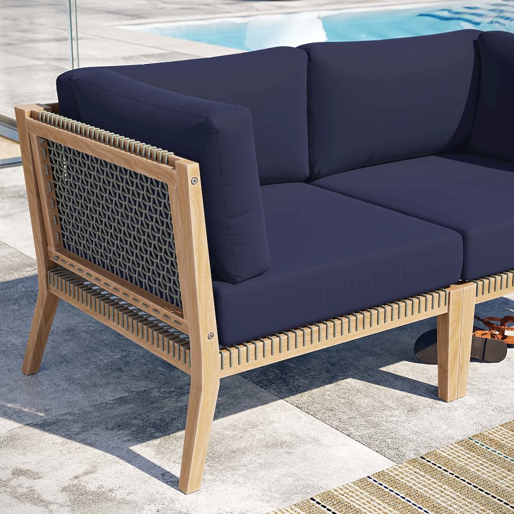 Clearwater Outdoor Patio Teak Wood Loveseat. Picture 8