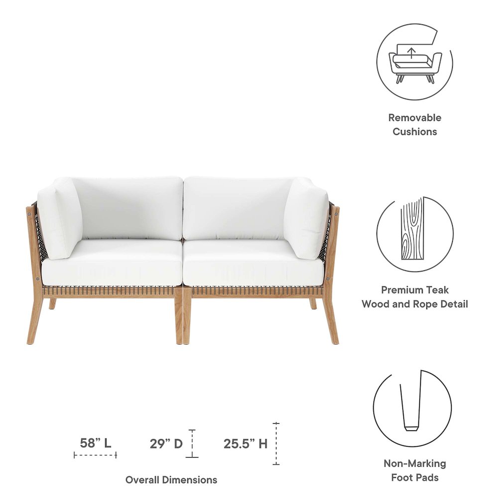 Clearwater Outdoor Patio Teak Wood Loveseat. Picture 2