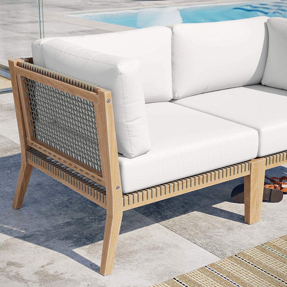 Clearwater Outdoor Patio Teak Wood Loveseat. Picture 8