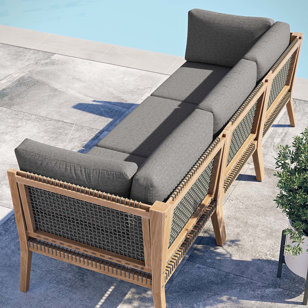 Clearwater Outdoor Patio Teak Wood Sofa. Picture 11