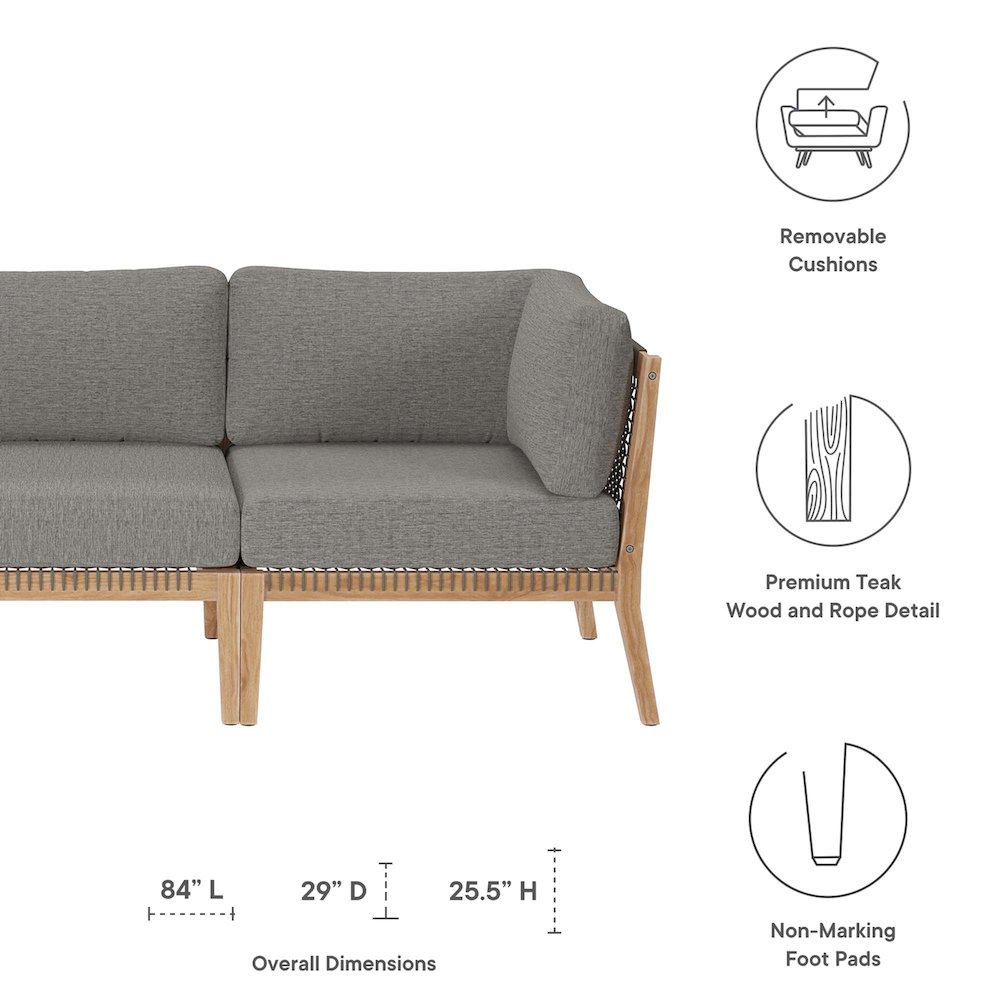 Clearwater Outdoor Patio Teak Wood Sofa. Picture 2
