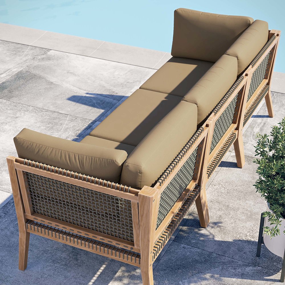 Clearwater Outdoor Patio Teak Wood Sofa. Picture 11