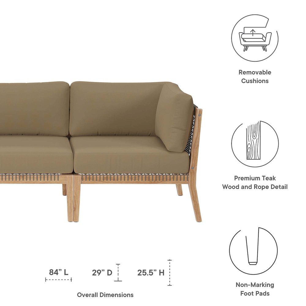 Clearwater Outdoor Patio Teak Wood Sofa. Picture 2