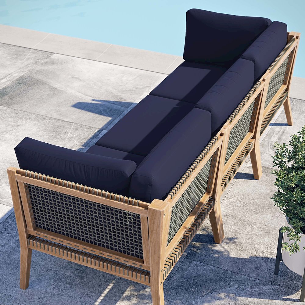 Clearwater Outdoor Patio Teak Wood Sofa. Picture 11