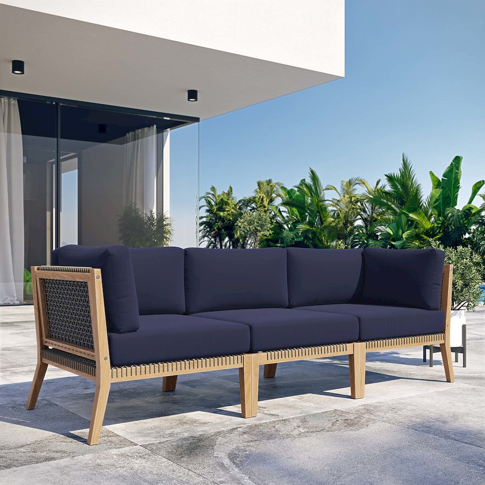 Clearwater Outdoor Patio Teak Wood Sofa. Picture 10