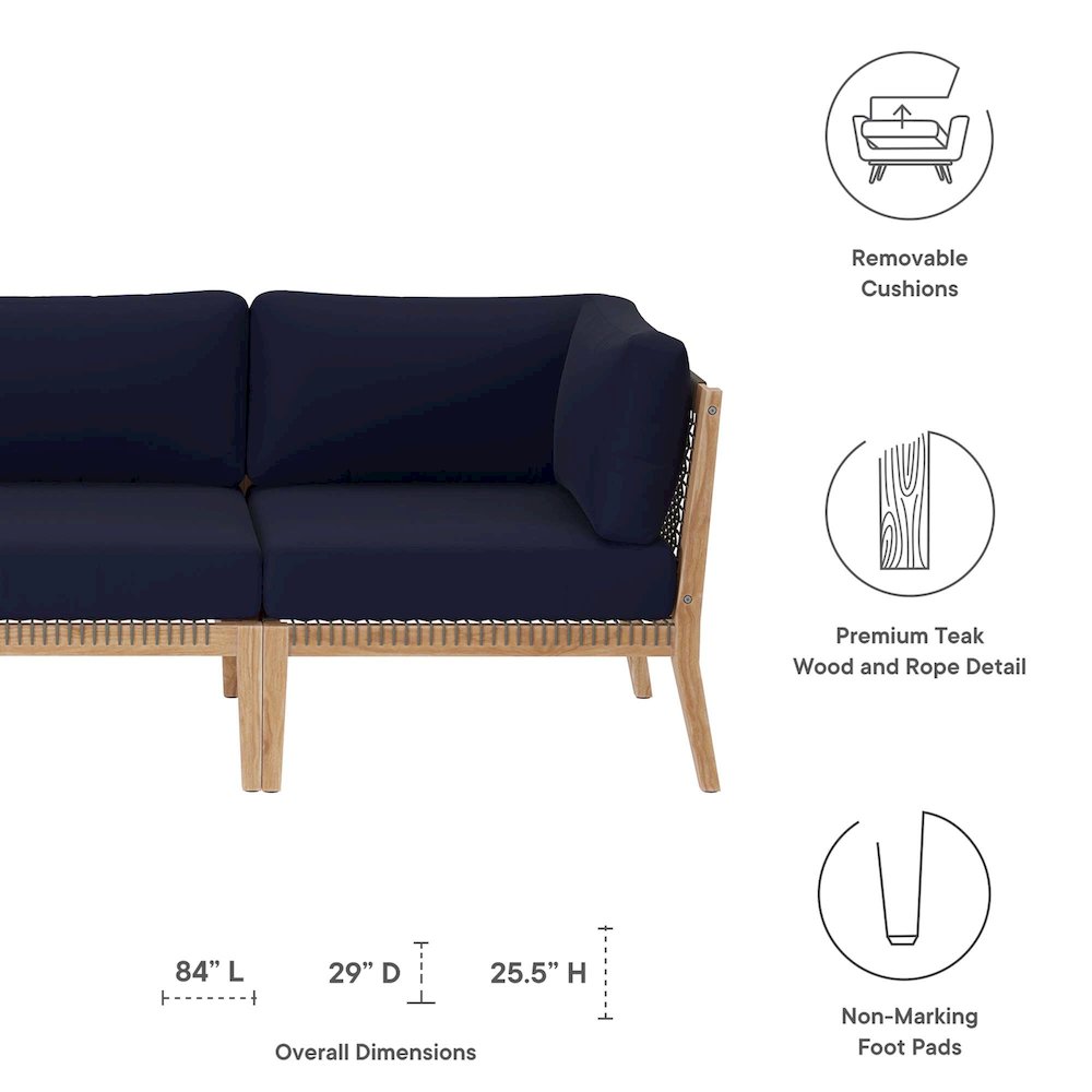 Clearwater Outdoor Patio Teak Wood Sofa. Picture 2