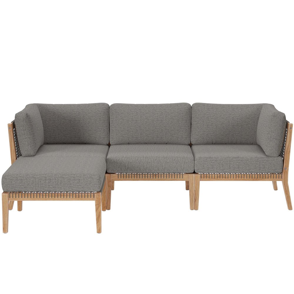 Clearwater 4-Piece Outdoor Patio Teak Wood Sectional Sofa. Picture 1
