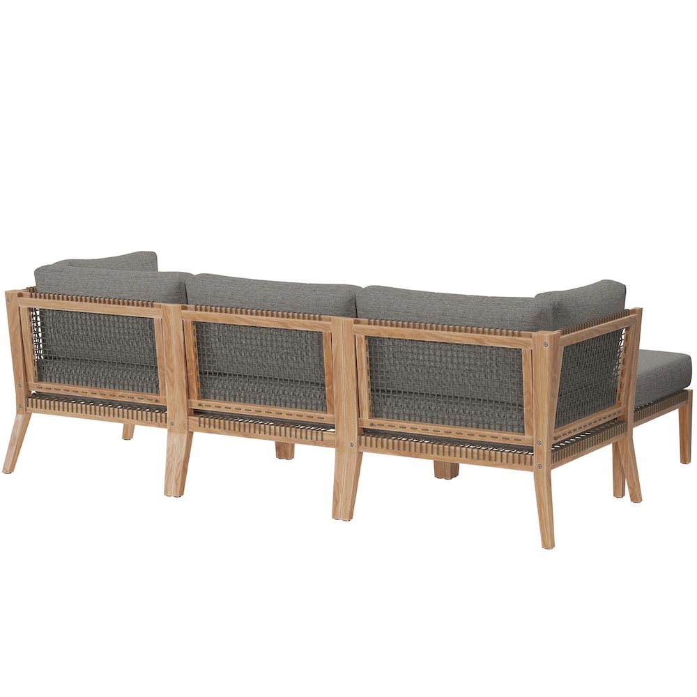 Clearwater 4-Piece Outdoor Patio Teak Wood Sectional Sofa. Picture 3