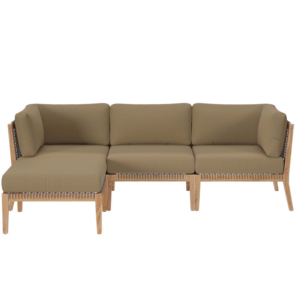 Clearwater 4-Piece Outdoor Patio Teak Wood Sectional Sofa. Picture 1
